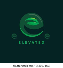 e letter leaf concept design icon vector illustration template web