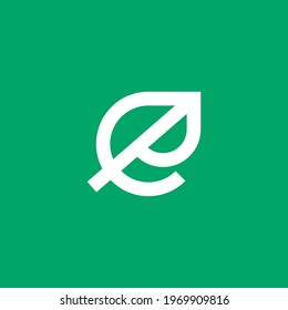 E Letter as a Leaf, Evergreen Logo Design Vector