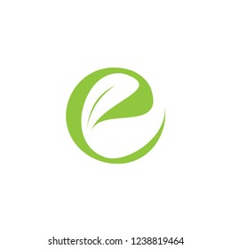 e letter with leaf logo letter design