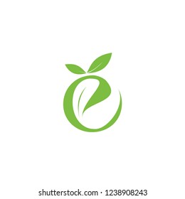 e letter with leaf logo letter design