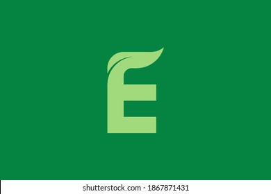 E letter and leaf logo design