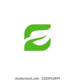 e Letter With Leaf Logo Vector	