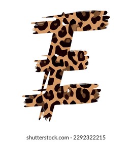 E letter leopard print uppercase letter E on white background 
