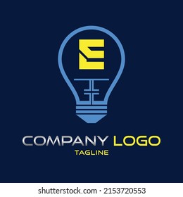e letter with light bulb or idea icon. Vector design template elements