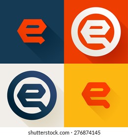  e letter line logo set, design template elements