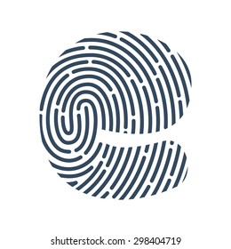 E letter line logo. Vector fingerprint design.