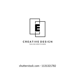 E Letter Line Shape Square Vector Icon
