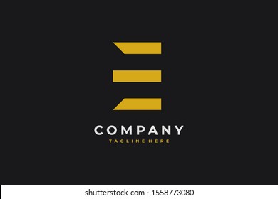 E Letter Line Stripe Vector Logo Concept Design Template isolated on Black Background