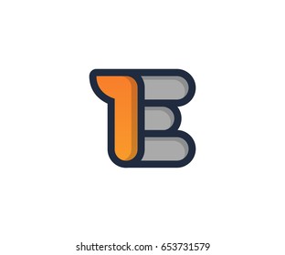 E Letter Linear Flat Color Minimal Alphabet logo mark design template