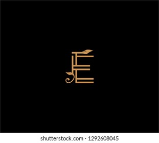 E letter linear shape luxury flourishes ornament logotype