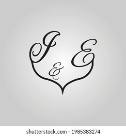 I and E letter lines heart love logo design concept eps. Typography, creative modern logos. Letter, symbol, romantic, wedding decoration, heart, and love shape design.