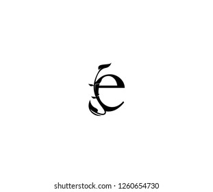 E letter linked creative unique style monogram leaf floral logo