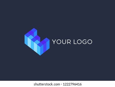 E letter Logo 3D Constructor