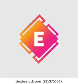 E Letter Logo abstract geometric design vector template Logotype icon Digital Technology style.
