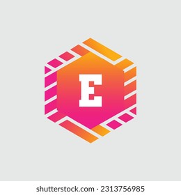 E Letter Logo abstract geometric design vector template Logotype icon Digital Technology style.