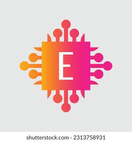 E Letra Logo diseño geométrico abstracto plantilla vectorial de logotipo Icono de Logotipo Tecnologías digitales estilo.