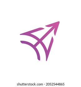 E letter logo with arrow in plane shape