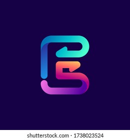 E letter logo with arrows. Vector bright gradient font for sport labels, bets headlines, multimedia posters, business cards etc.