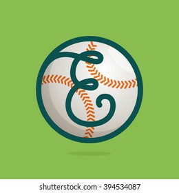 E letter logo with baseball ball. Font style, vector design template elements for your sport team or corporate identity.