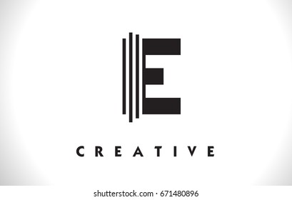 E Letter Logo With Black Lines Design. Line Letter Symbol Vector Illustration