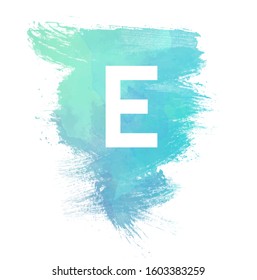E letter logo with blue paint splash background.E letter icon.
