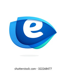 E letter logo with blue wing or eye. Abstract trendy letter multicolored vector design template elements for your application or corporate identity.