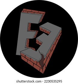 
E letter logo with brick texture