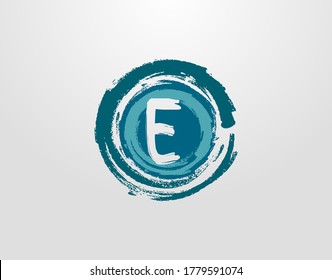 E-Letter-Logo mit Circle Blue Platter-Element. Blaue Wave Retro Logo Design Vorlage.