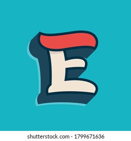 E letter logo in classic sport style. This script font is perfect for a sportswear advertising, champions art, college team identity, etc.