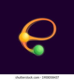 E letter logo with colorful spheres or dots and connecting lines. Vector technology icon perfect to use in any science labels, multimedia posters, energy identity, etc.