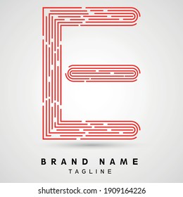 E Letter Logo concept Linear style. Creative Minimal Monochrome Monogram emblem design template. Graphic Alphabet Symbol for Luxury Fashion Corporate Business Identity. Elegant Vector element