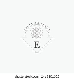 E letter logo with a creative floral concept for company business beauty real estate premium vector