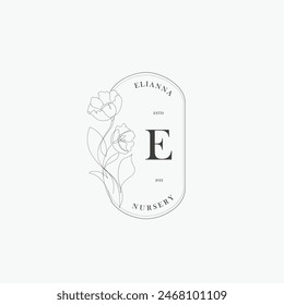 E letter logo with a creative floral concept for company business beauty real estate premium vector