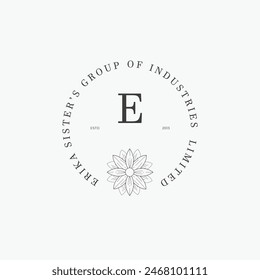 E letter logo with a creative floral concept for company business beauty real estate premium vector