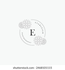 E letter logo with a creative floral concept for company business beauty real estate premium vector