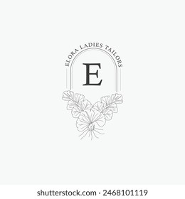 E letter logo with a creative floral concept for company business beauty real estate premium vector