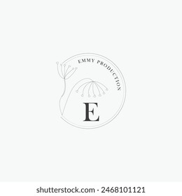 E letter logo with a creative floral concept for company business beauty real estate premium vector