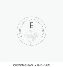 E letter logo with a creative floral concept for company business beauty real estate premium vector