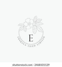 E letter logo with a creative floral concept for company business beauty real estate premium vector