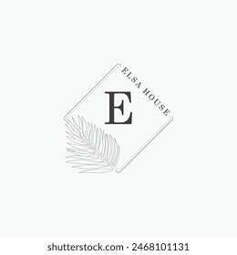 E letter logo with a creative floral concept for company business beauty real estate premium vector