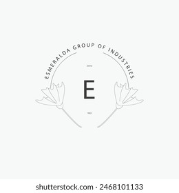 E letter logo with a creative floral concept for company business beauty real estate premium vector