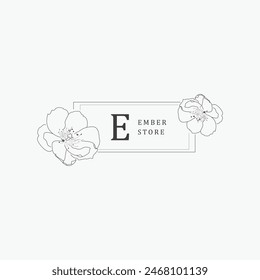 E letter logo with a creative floral concept for company business beauty real estate premium vector