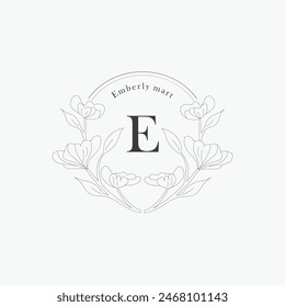 E letter logo with a creative floral concept for company business beauty real estate premium vector