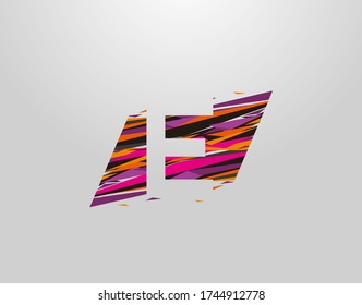 E Letter Logo. Creative Modern Abstract Geometric Initial E Design, made of various colorful pop art strips shapes  