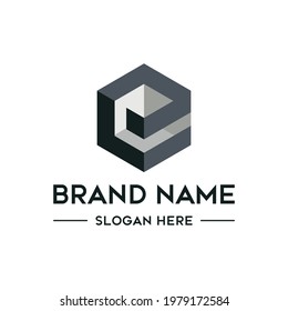 E letter logo - cube shape e logo template