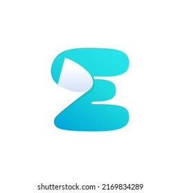 E letter logo with curled corner. Negative space style icon. Colorful gradient note paper. Modern clean vector origami font for your stickers, crypto app, nft identity, and tags.
