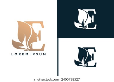 e letter logo design with beauty face concept idea
