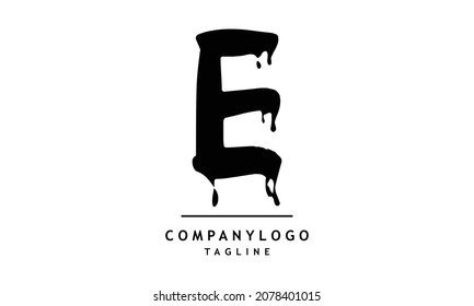 E Letter Logo Design with Black Paint logo template.