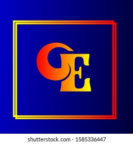 E letter logo design in blue background.