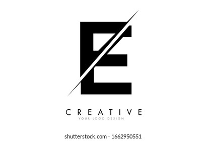 E Letter Logo Design with a Creative Cut. Creative logo design.